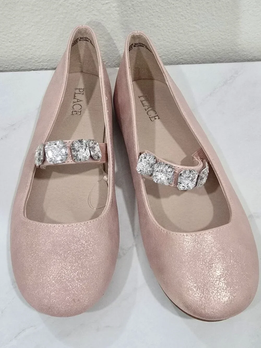 The Children’s Place ✦ Pink Glitter Mary Jane Flats ✦ Rhinestone Strap 5 NWT